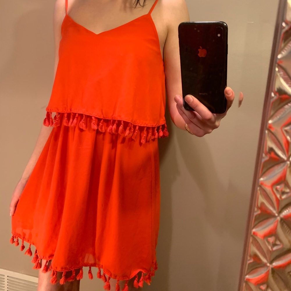 CHIFFON TASSLE MINI DRESS